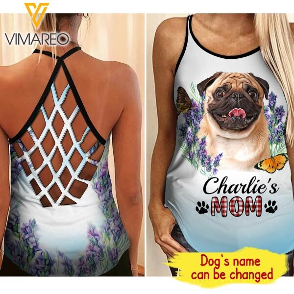 PERSONALIZED PUG DOG CRISS CROSS TANK TOP PRINTED JUL-MA08