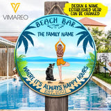 CUSTOMIZED YOGA DOG MOM BEACH BAR WOODEN WELCOME DOOR SIGN