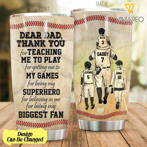 DAD BASEBALL WITH PERSONALIZED KIDS TUMBLER TNDT1707