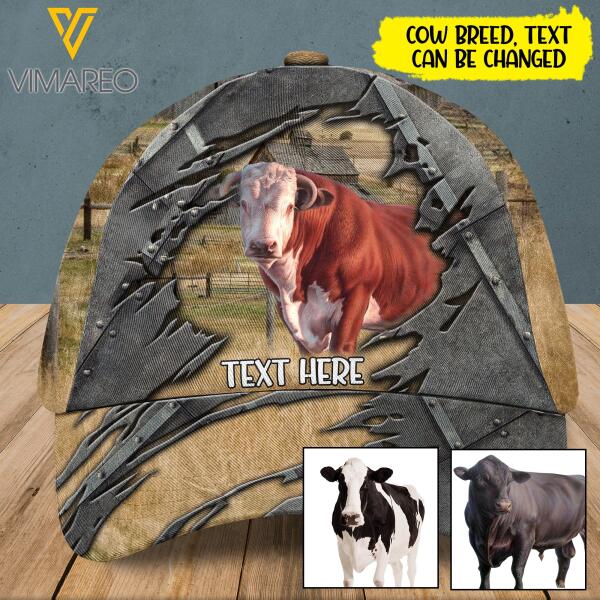 COW PERSONALIZED CAP 3D PRINTED NEY17