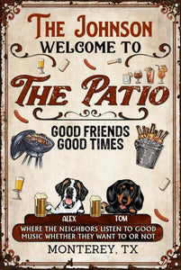 PERSONALIZED THE PATIO DOG BREED MENTAL SIGN