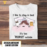 PERSONALIZED GIRL STAY IN BED WITH CAT TSHIRT