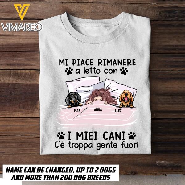 PERSONALIZED ITALIAN GIRL STAY IN BED WITH DOG TSHIRT