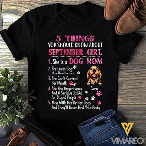 PERSONALIZED SEPTEMBER GIRL IS DOG MOM TSHIRT FOR WOMEN NEY3007T