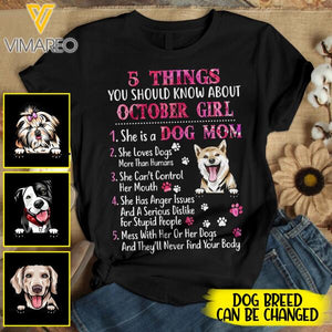 PERSONALIZED OCTOBER GIRL IS A DOG MOM TSHIRT FOR WOMEN NEY3007T