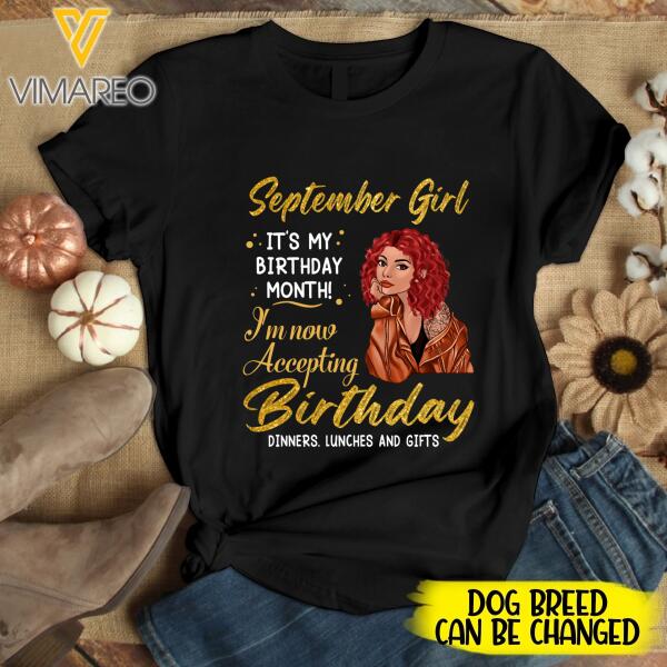 PERSONALIZED SEPTEMBER GIRL HAPPY MY BIRTHDAY TSHIRT FOR WOMEN NEY3007T