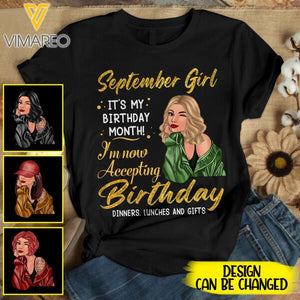 PERSONALIZED SEPTEMBER GIRL HAPPY MY BIRTHDAY TSHIRT FOR WOMEN NEY3007T