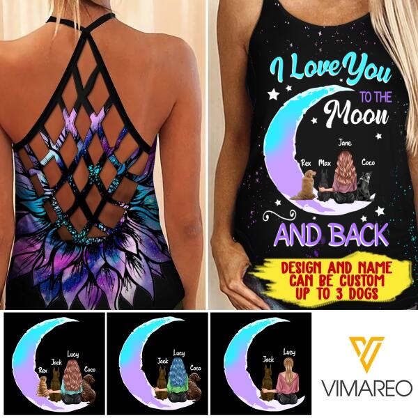 PERSONALIZED DOG & GIRL CRISS CROSS TANK AUG-MA05