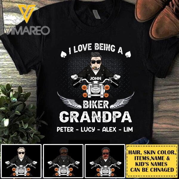 PERSONALIZED BIKER GRANDPA TSHIRT TNTN1808