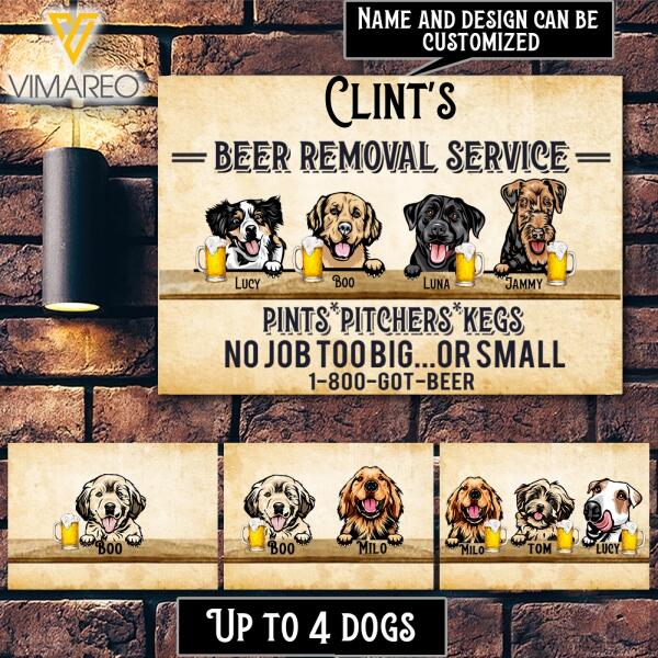 Personalized Dog Beer Removal Service Canvas Printed AUG-LN18