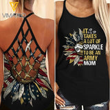 PERSONALIZED ARMY MOM SUNFLOWER CRISS CROSS TANK TNDT2008