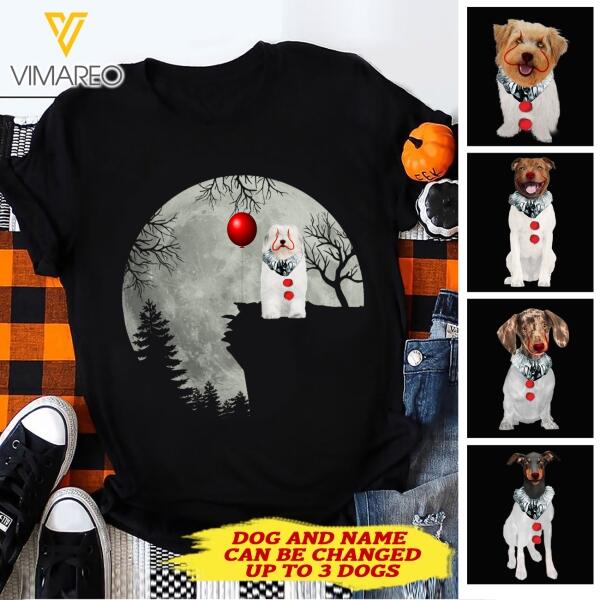 Personalized Halloween Dog Moon Art T-shirt