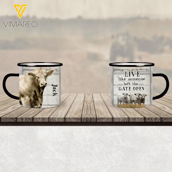 PERSONALIZED CHAROLAIS CATTLE STEEL MUG 12OZ 3D PRINTED OCT-HQ13