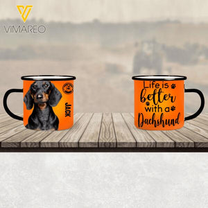 PERSONALIZED DACHSHUND DOG STEEL MUG 12OZ 3D PRINTED OCT-MA13