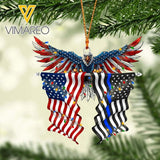 PERSONALIZED U.S THIN BLUE LINE HANGING ORNAMENT CHRISTMAS OCT-DT15