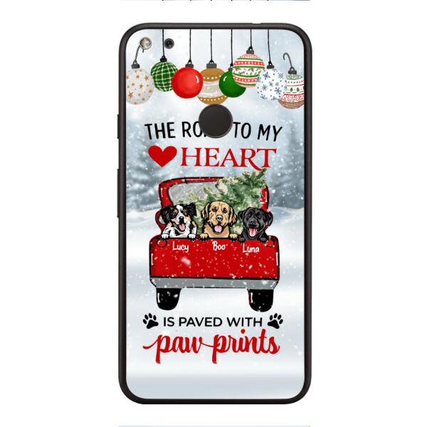 PERSONALIZED THE ROAD TO MY HEART PAWPRINTS DOG LOVER CHRISTMAS PHONECASE TNMA1810
