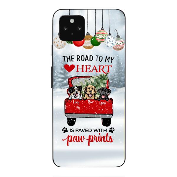 PERSONALIZED THE ROAD TO MY HEART PAWPRINTS DOG LOVER CHRISTMAS PHONECASE TNMA1810