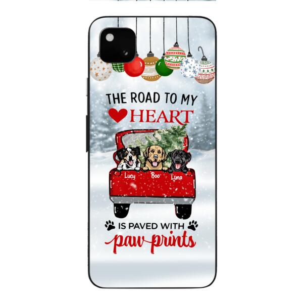 PERSONALIZED THE ROAD TO MY HEART PAWPRINTS DOG LOVER CHRISTMAS PHONECASE TNMA1810