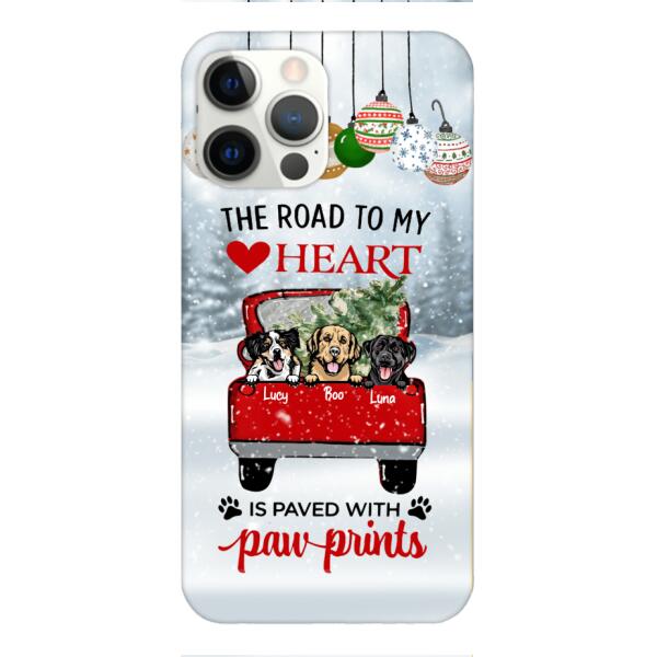 PERSONALIZED THE ROAD TO MY HEART PAWPRINTS DOG LOVER CHRISTMAS PHONECASE TNMA1810