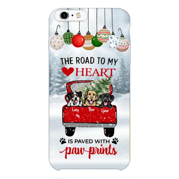 PERSONALIZED THE ROAD TO MY HEART PAWPRINTS DOG LOVER CHRISTMAS PHONECASE TNMA1810