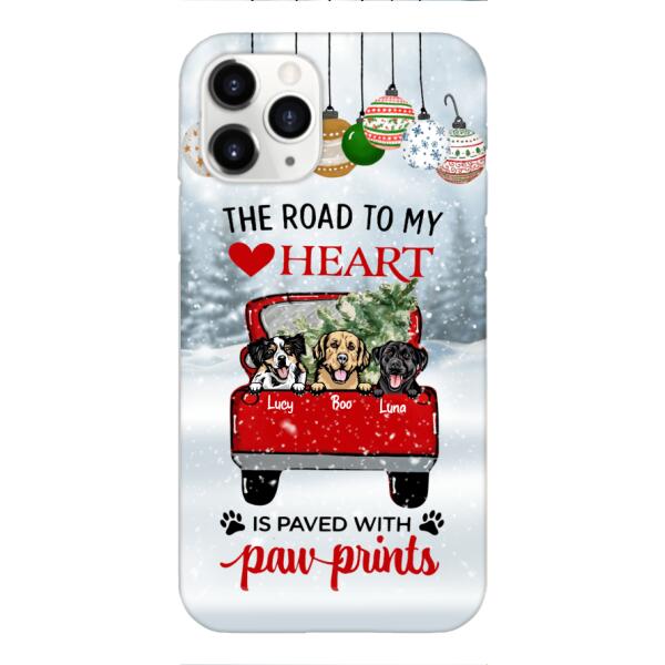PERSONALIZED THE ROAD TO MY HEART PAWPRINTS DOG LOVER CHRISTMAS PHONECASE TNMA1810