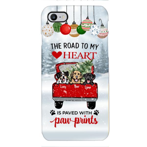 PERSONALIZED THE ROAD TO MY HEART PAWPRINTS DOG LOVER CHRISTMAS PHONECASE TNMA1810