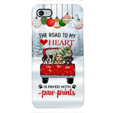PERSONALIZED THE ROAD TO MY HEART PAWPRINTS DOG LOVER CHRISTMAS PHONECASE TNMA1810