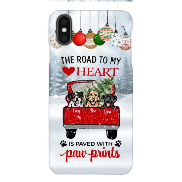 PERSONALIZED THE ROAD TO MY HEART PAWPRINTS DOG LOVER CHRISTMAS PHONECASE TNMA1810