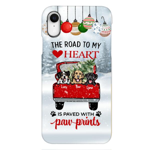 PERSONALIZED THE ROAD TO MY HEART PAWPRINTS DOG LOVER CHRISTMAS PHONECASE TNMA1810