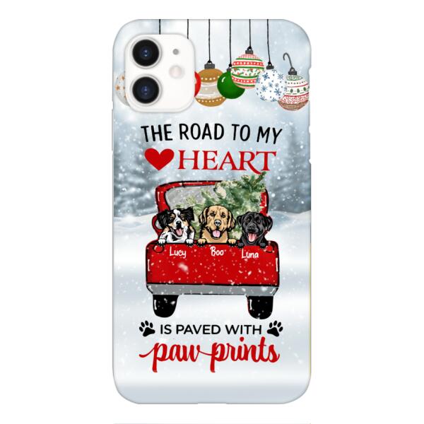 PERSONALIZED THE ROAD TO MY HEART PAWPRINTS DOG LOVER CHRISTMAS PHONECASE TNMA1810