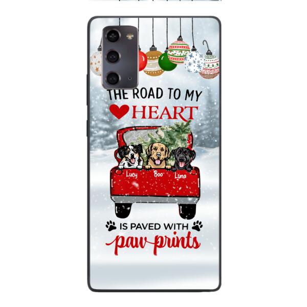PERSONALIZED THE ROAD TO MY HEART PAWPRINTS DOG LOVER CHRISTMAS PHONECASE TNMA1810