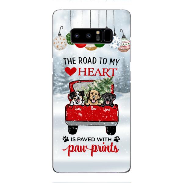 PERSONALIZED THE ROAD TO MY HEART PAWPRINTS DOG LOVER CHRISTMAS PHONECASE TNMA1810