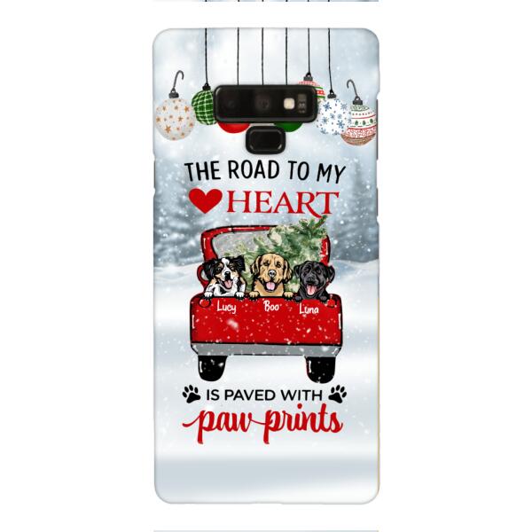 PERSONALIZED THE ROAD TO MY HEART PAWPRINTS DOG LOVER CHRISTMAS PHONECASE TNMA1810
