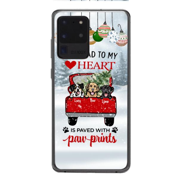 PERSONALIZED THE ROAD TO MY HEART PAWPRINTS DOG LOVER CHRISTMAS PHONECASE TNMA1810