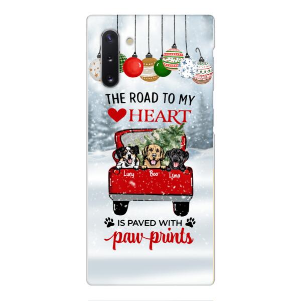 PERSONALIZED THE ROAD TO MY HEART PAWPRINTS DOG LOVER CHRISTMAS PHONECASE TNMA1810