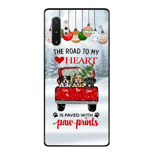 PERSONALIZED THE ROAD TO MY HEART PAWPRINTS DOG LOVER CHRISTMAS PHONECASE TNMA1810