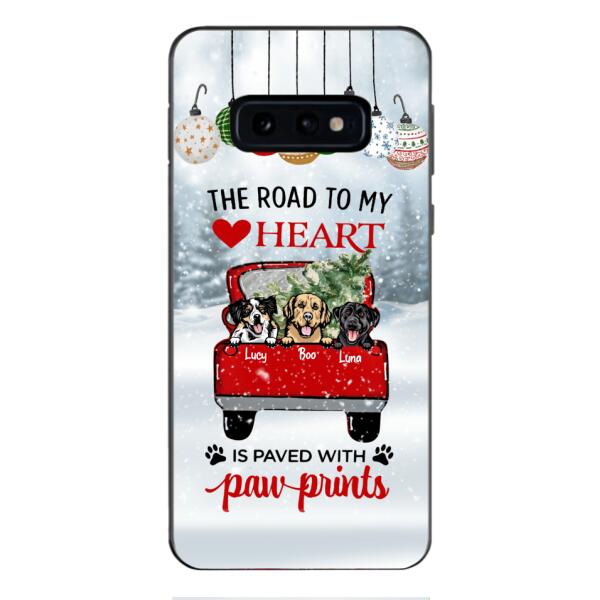 PERSONALIZED THE ROAD TO MY HEART PAWPRINTS DOG LOVER CHRISTMAS PHONECASE TNMA1810