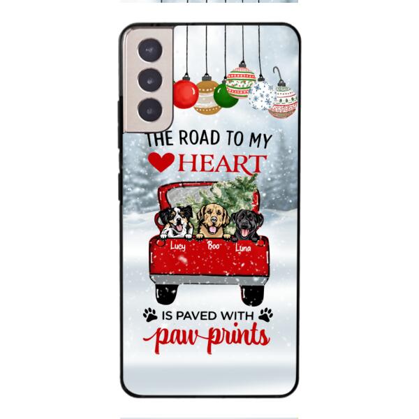 PERSONALIZED THE ROAD TO MY HEART PAWPRINTS DOG LOVER CHRISTMAS PHONECASE TNMA1810