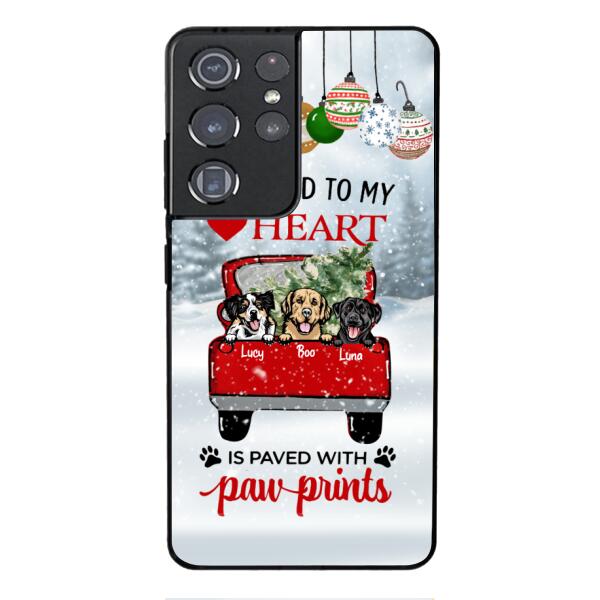 PERSONALIZED THE ROAD TO MY HEART PAWPRINTS DOG LOVER CHRISTMAS PHONECASE TNMA1810