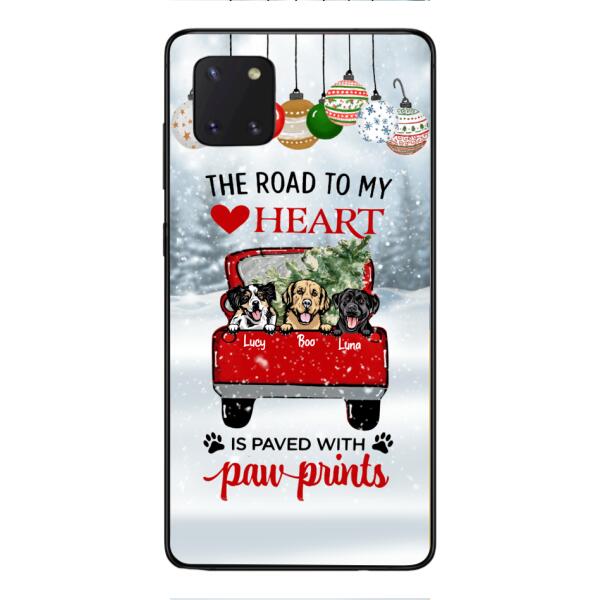 PERSONALIZED THE ROAD TO MY HEART PAWPRINTS DOG LOVER CHRISTMAS PHONECASE TNMA1810