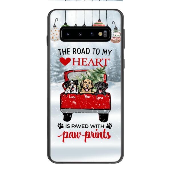 PERSONALIZED THE ROAD TO MY HEART PAWPRINTS DOG LOVER CHRISTMAS PHONECASE TNMA1810