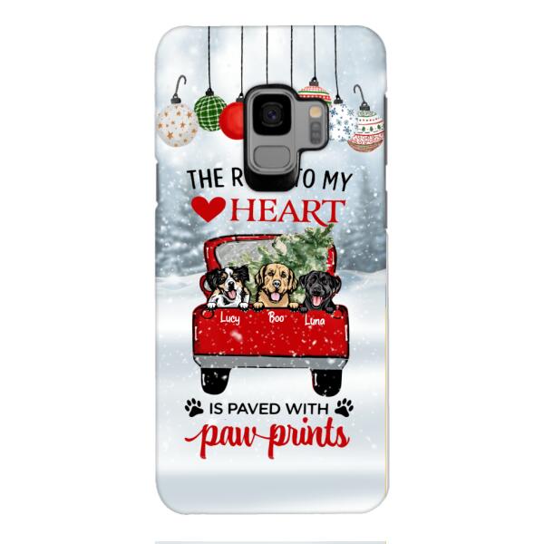 PERSONALIZED THE ROAD TO MY HEART PAWPRINTS DOG LOVER CHRISTMAS PHONECASE TNMA1810