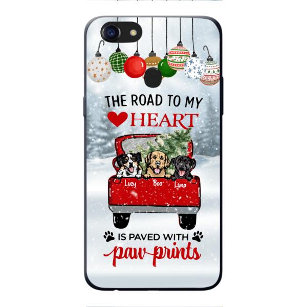 PERSONALIZED THE ROAD TO MY HEART PAWPRINTS DOG LOVER CHRISTMAS PHONECASE TNMA1810