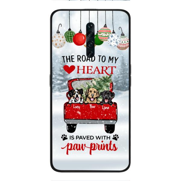 PERSONALIZED THE ROAD TO MY HEART PAWPRINTS DOG LOVER CHRISTMAS PHONECASE TNMA1810