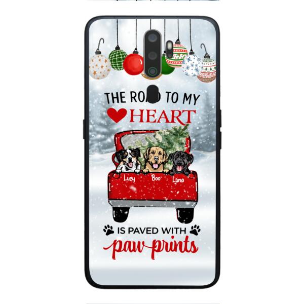PERSONALIZED THE ROAD TO MY HEART PAWPRINTS DOG LOVER CHRISTMAS PHONECASE TNMA1810