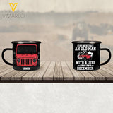 PERSONALIZED NEVER UNDERESTIMATE AN OLD MAN WITH A JEEP AND WAS BORN IN DECEMBER STEEL MUG 12OZ TNDT1910