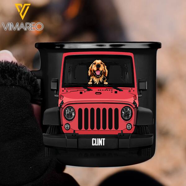 PERSONALIZED DOG JEEP STEEL MUG 12OZ 3D PRINTED OCT-DT21