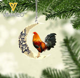 PERSONALIZED ROOSTER I LOVE YOU TO THE MOON AND BACK ORNAMENT TNTN1910