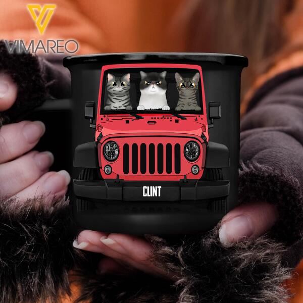 PERSONALIZED CAT JEEP STEEL MUG 12OZ 3D PRINTED TNMQ2210