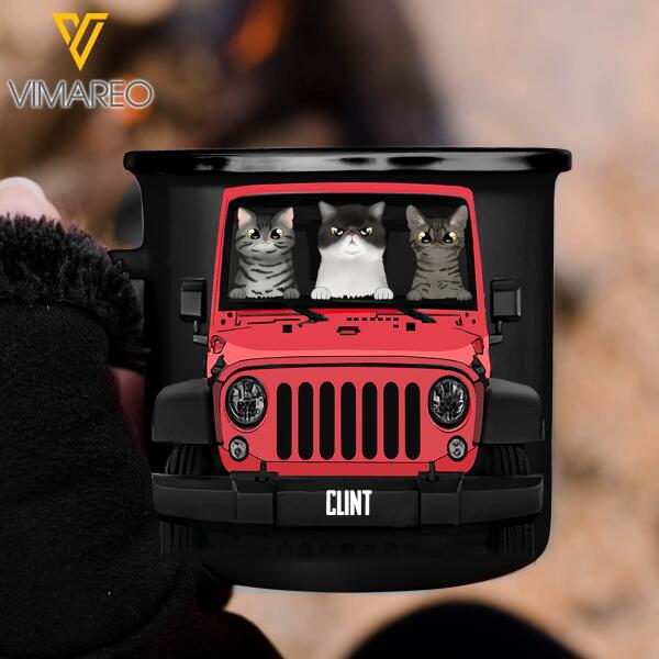 PERSONALIZED CAT JEEP STEEL MUG 12OZ 3D PRINTED TNMQ2210